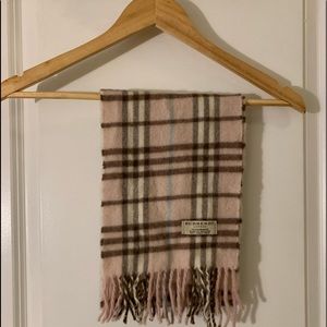 Burberry Pink 100% Cashmere Plaid Scarf